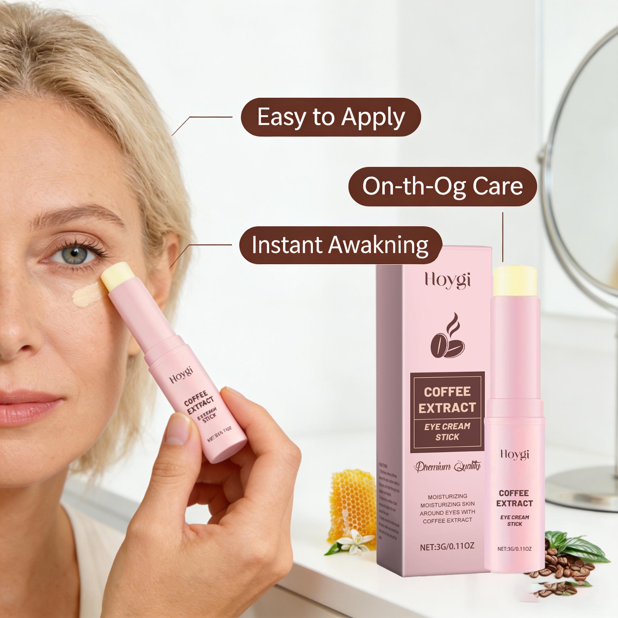 Caffeine Eye Serum - Sofort Wirkender Koffein-Augenstick mit Honigextrakt Sanft