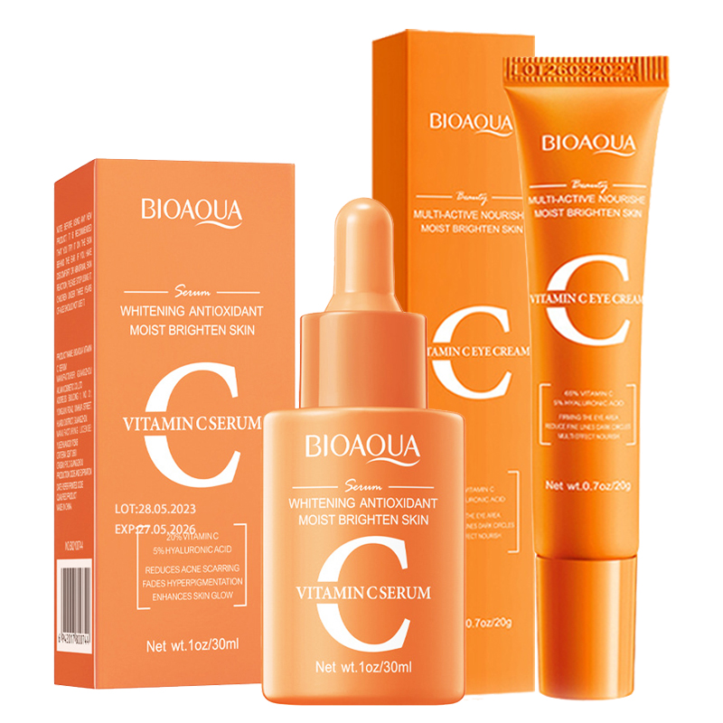 Caffeine Eye Serum - BIOAQUA Vitamin C Hautpflege-Set, feuchtigkeitsspendendes Gesichtsserum,