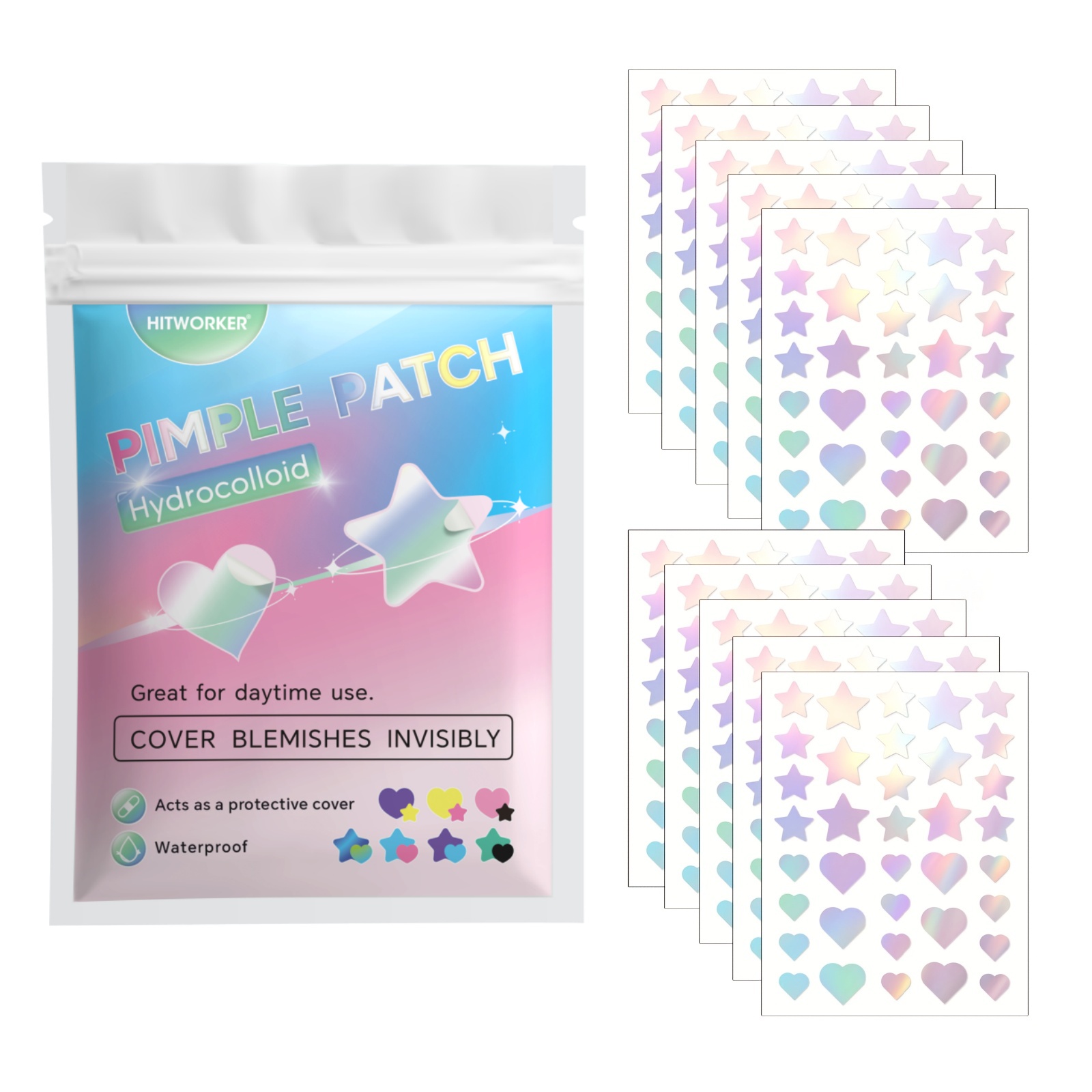 Skincare You - 360 Stück bunte Akne-Pflaster – sanfte