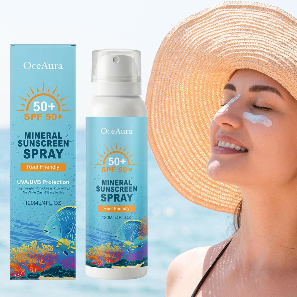 Face Mist Mineral - Premium SPF50+ Rifffreundliches Mineralisches Sonnenschutzspray 120ml,