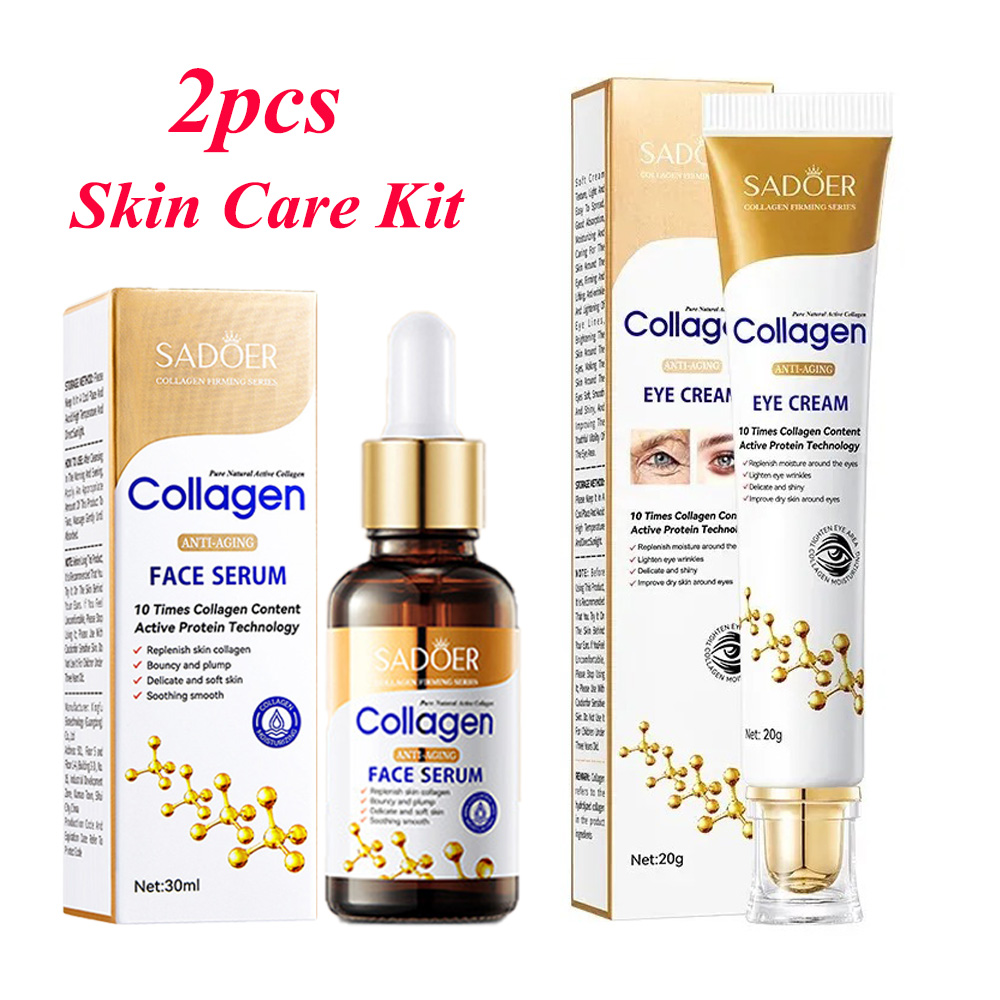 Caffeine Eye Serum - SADOER Kollagen-Hautpflege-Sets, Anti-Falten-Serum für das Gesicht,
