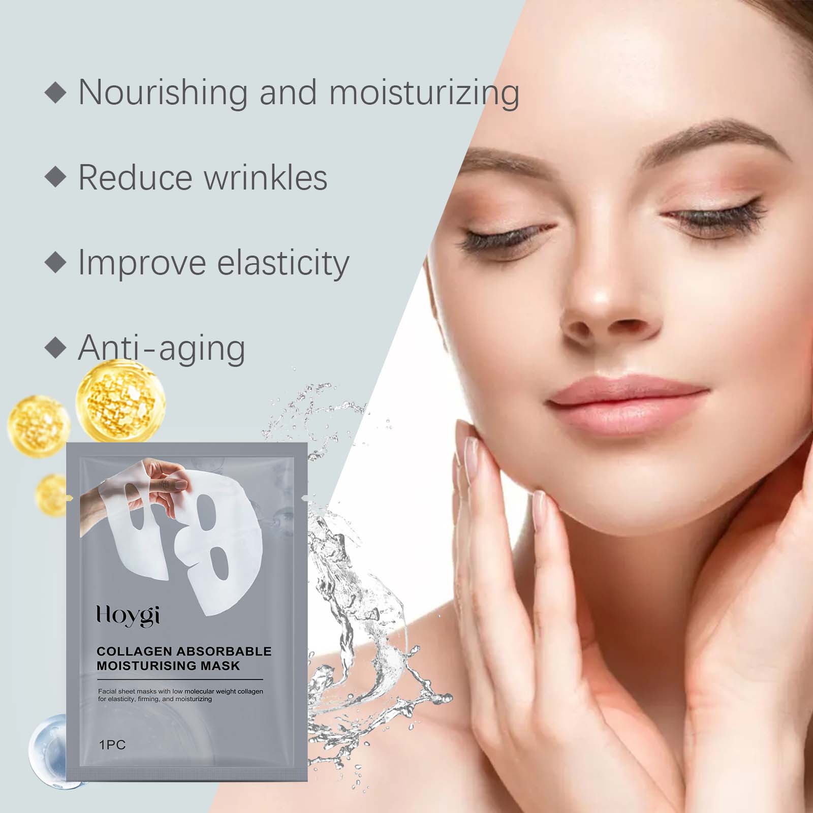 Collagen Sheet Mask - Kollagenpflaster-Gesichtsmaske, feuchtigkeitsspendend und feuchtigkeitsspendend, Ölkontrolle, Schrumpfung