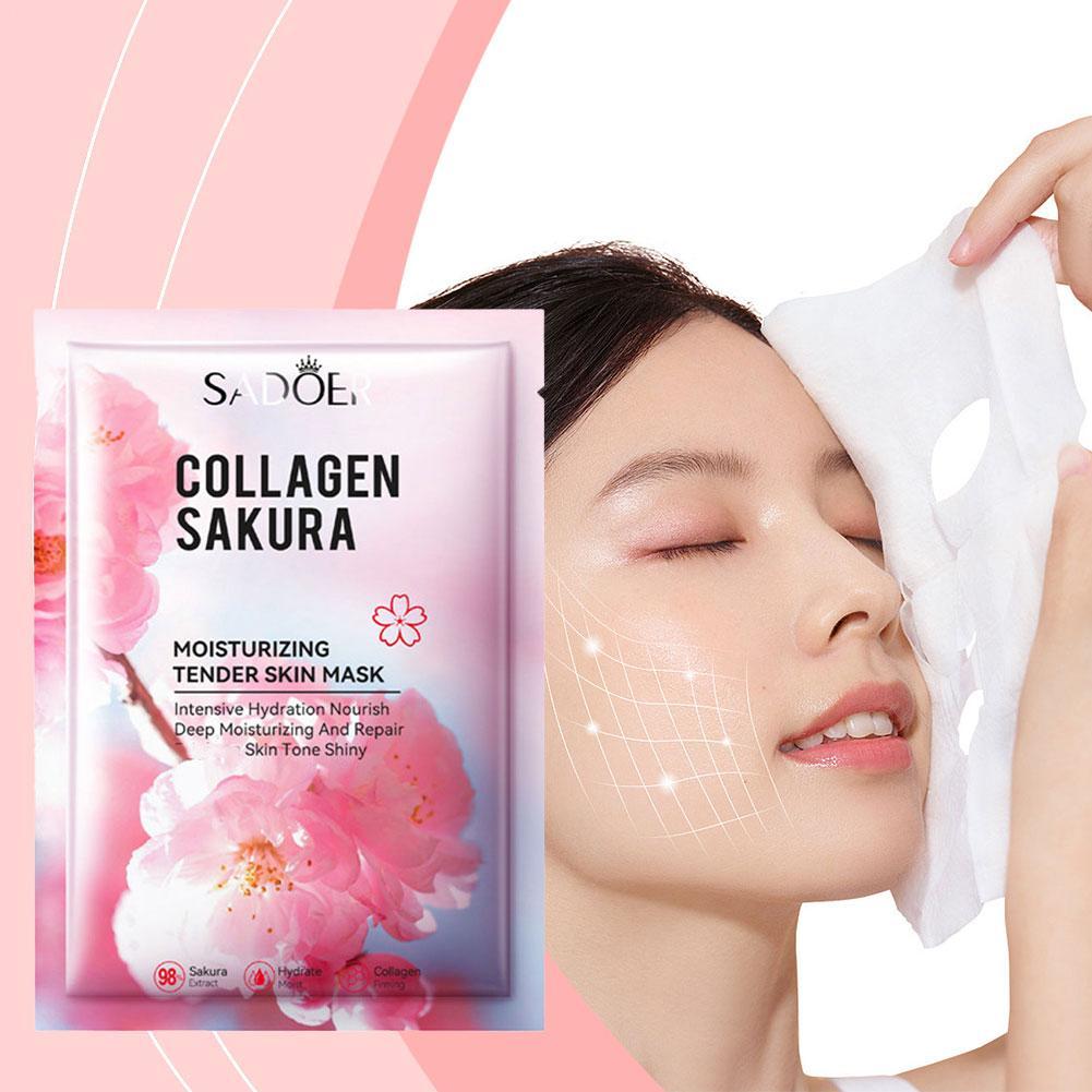 Collagen Sheet Mask - 5 Stück Kollagen Sakura Gesichtsmaske Gesichtspflege