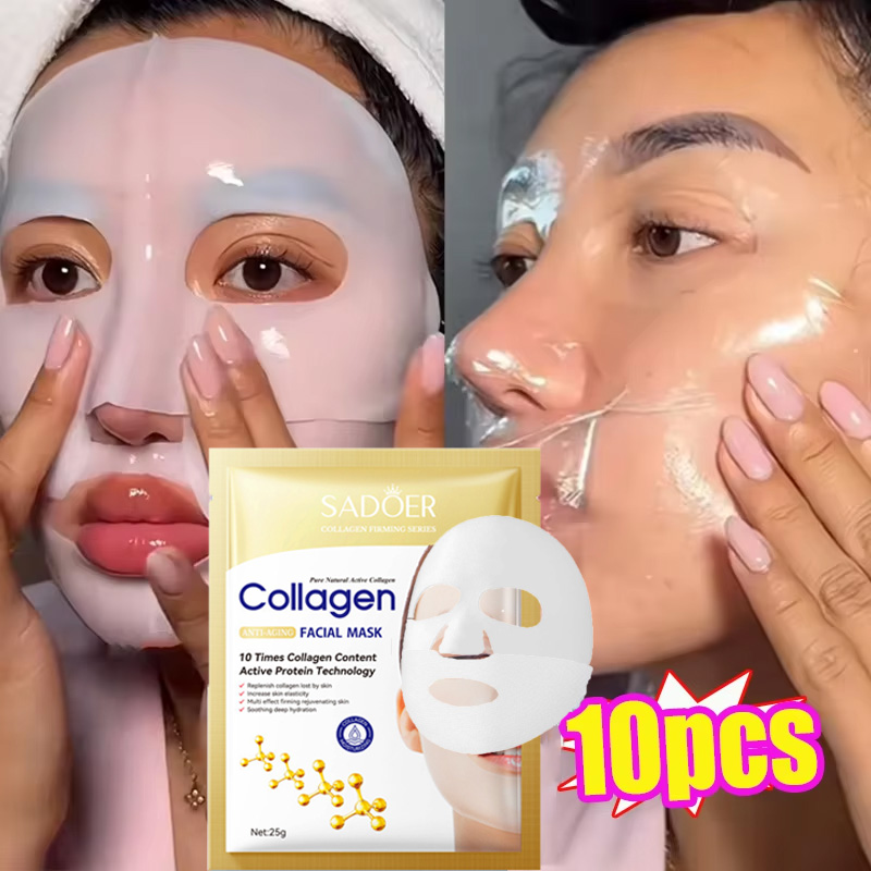 10PCS Kollagen Anti Falten Ges – Collagen Sheet Mask Bewertung und Preis
